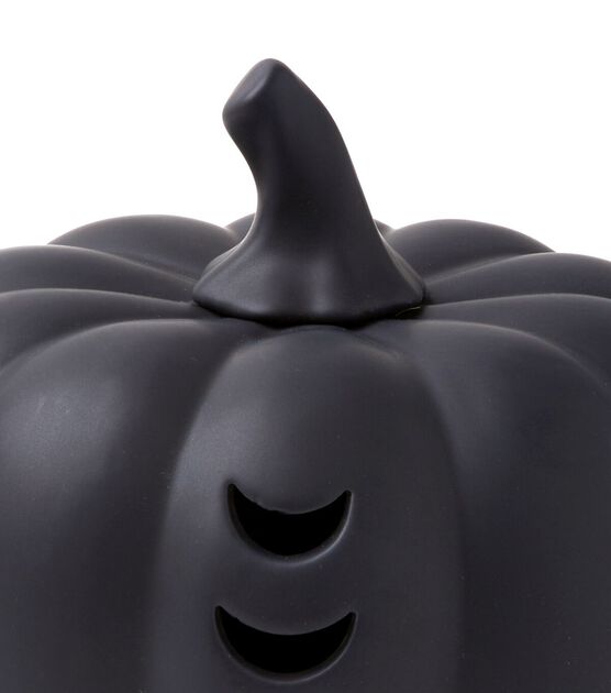 Black Pumpkin Ceramic Moon Phase Halloween Decor with LED Light