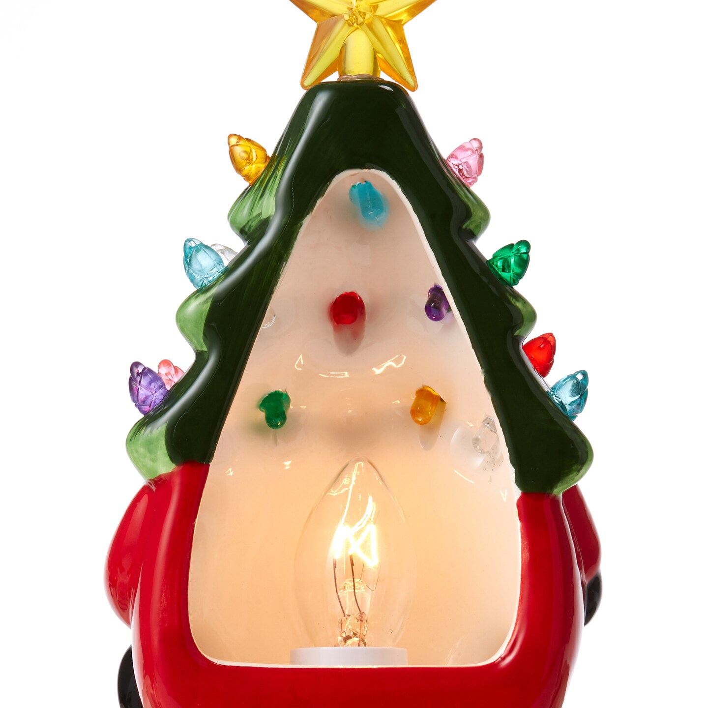 Casafield Ceramic Holiday Night Light - Vintage Decorative Night Light with Bulbs and Star Topper