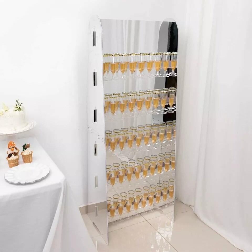 Silver 5 ft Foam 5-Tier Wine Glass Rack Champagne Flute Holder Stand Party