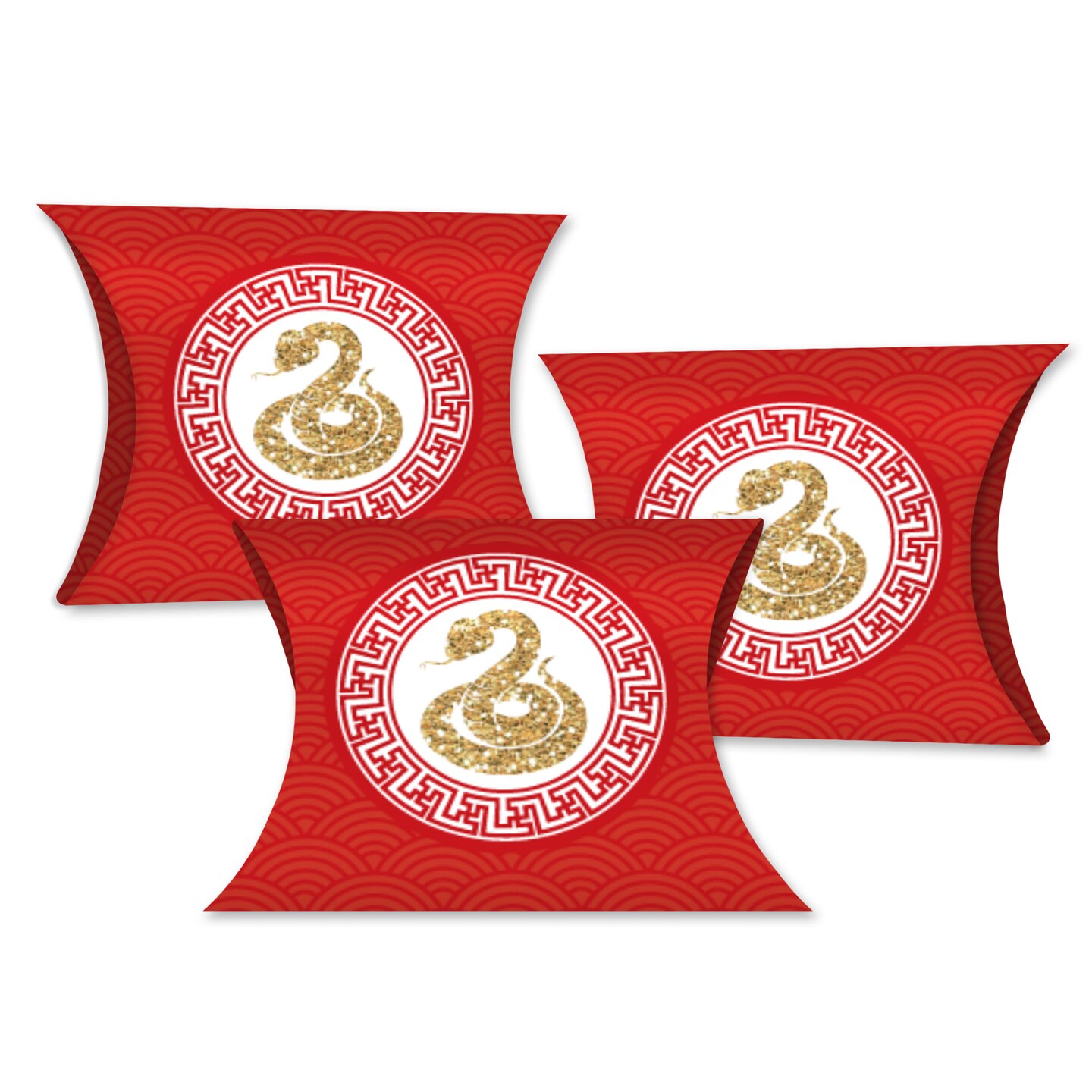 Big Dot of Happiness 2025 Year of the Snake Favor Gift Boxes - Lunar New Year Petite Pillow Boxes - Set of 20