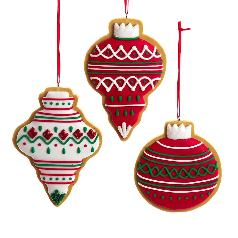 3.5" Finial Cookie Ornaments – Set of 3 Festive Christmas Tree Decorations