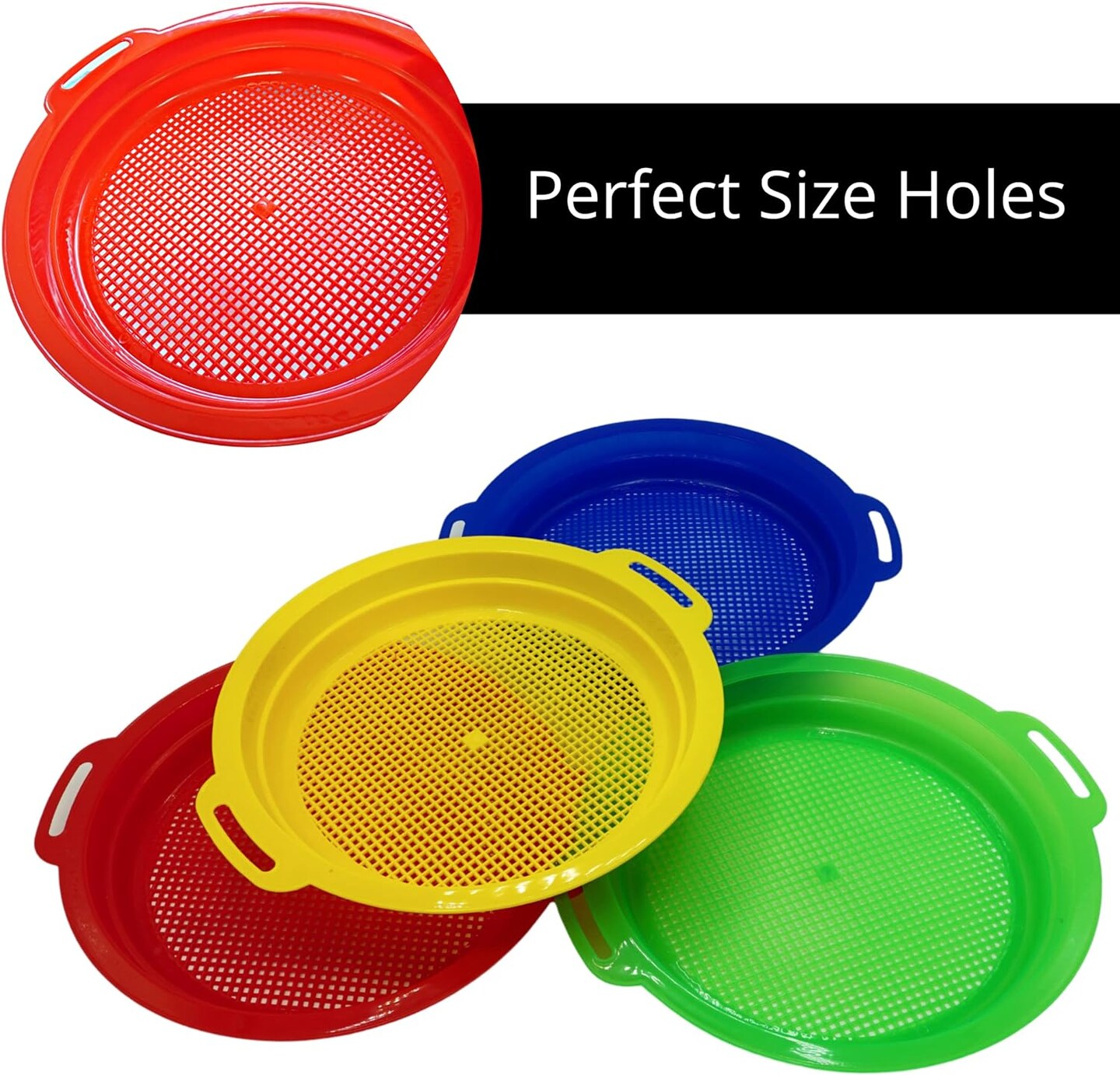 4E's Novelty 4 Pack Sand Sifter – 8.75" Sandbox Toys, Kids Sand Toys, Rock Strainer