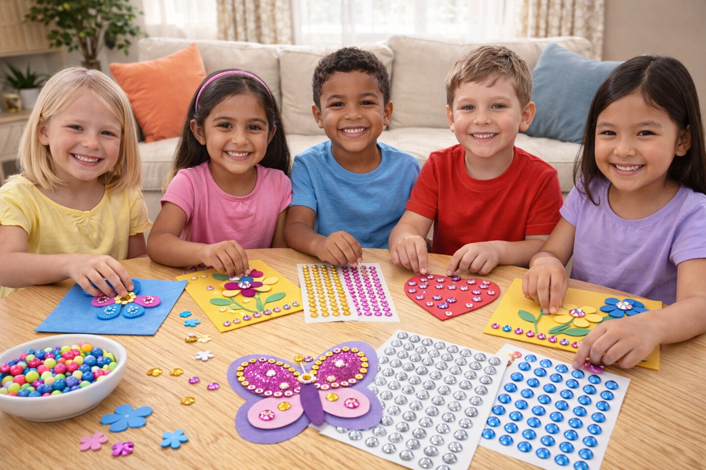 10mm Round Gemstone Stickers – Self Adhesive Craft Rhinestones, 84 Count – Gold, Silver, Pink, Blue