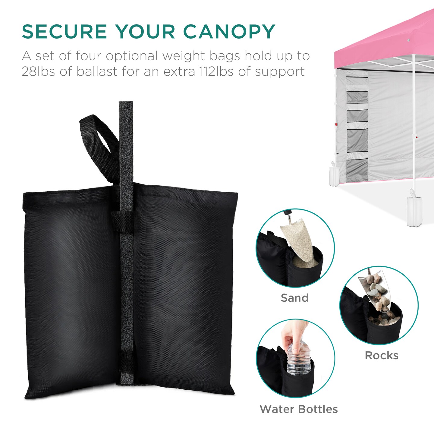 Best Choice Products 10x10ft Easy Setup Pop Up Canopy, Portable Tent w/ Side Wall, 1-Button Push, Case