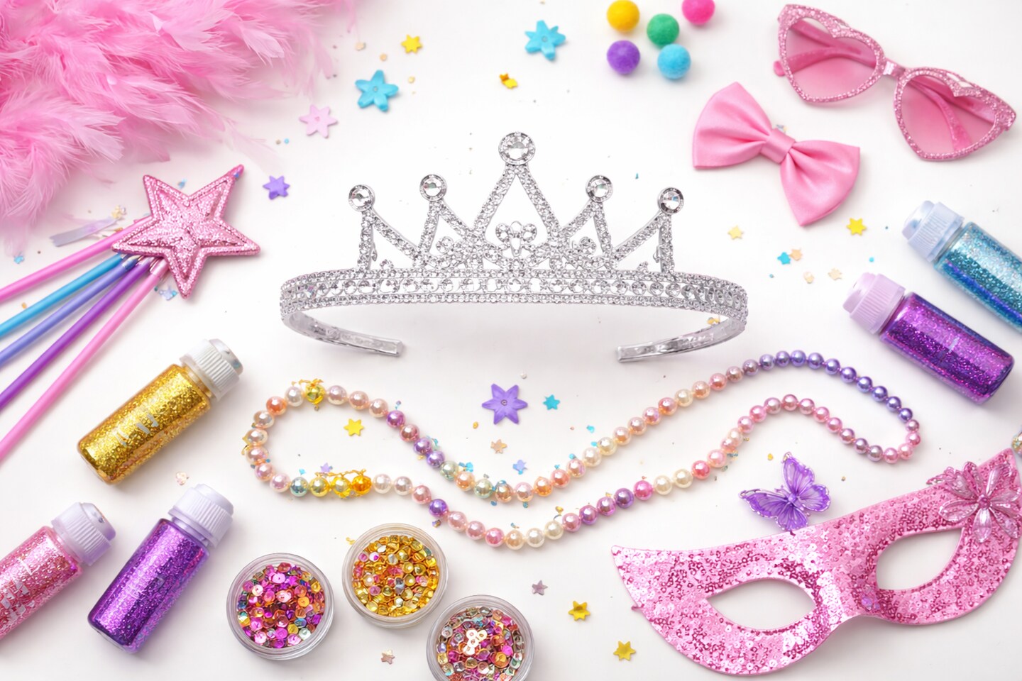 Sparkly Silver Tiara – Glitter Crown Headband for Dress Up, Parties & Classroom Crafts