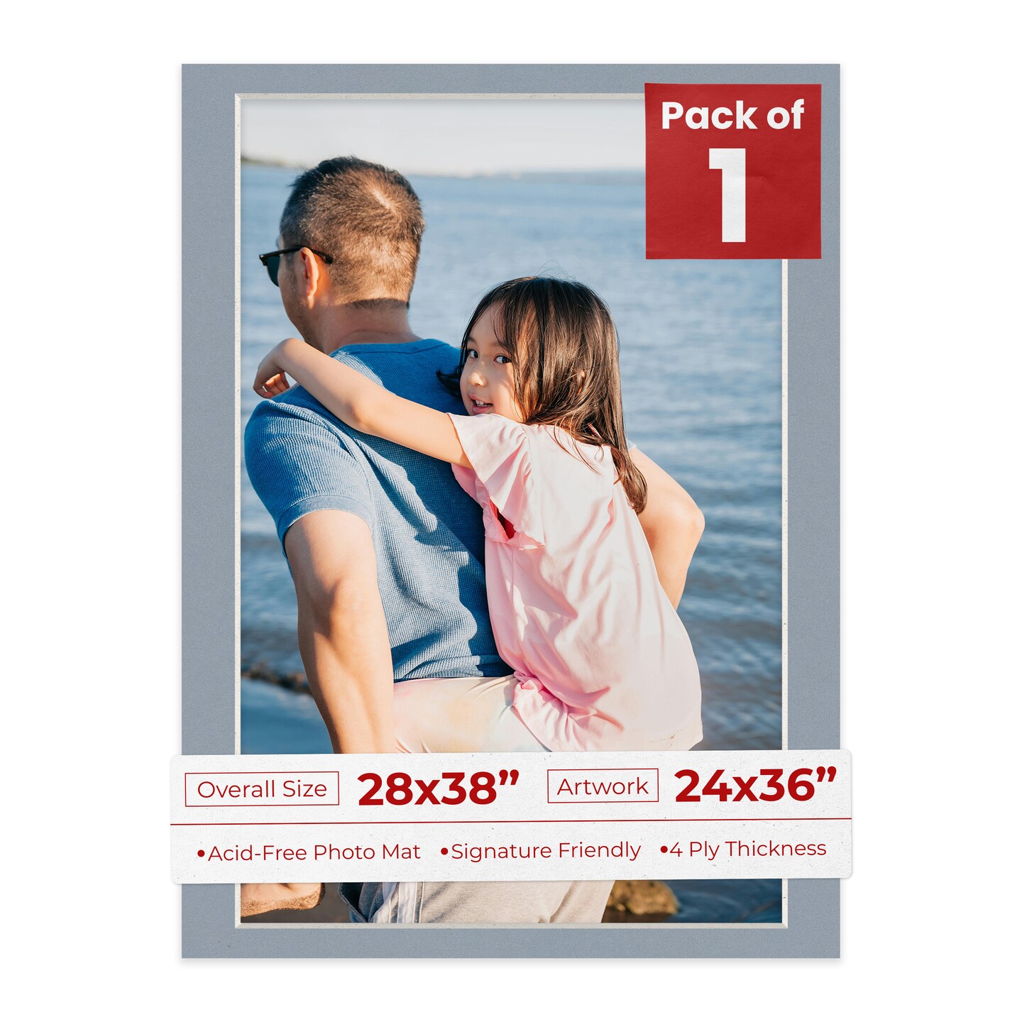 Mid Grey Mat Board for 28x38 Frames - Fits 24x36 Photos, Color: Grey ...