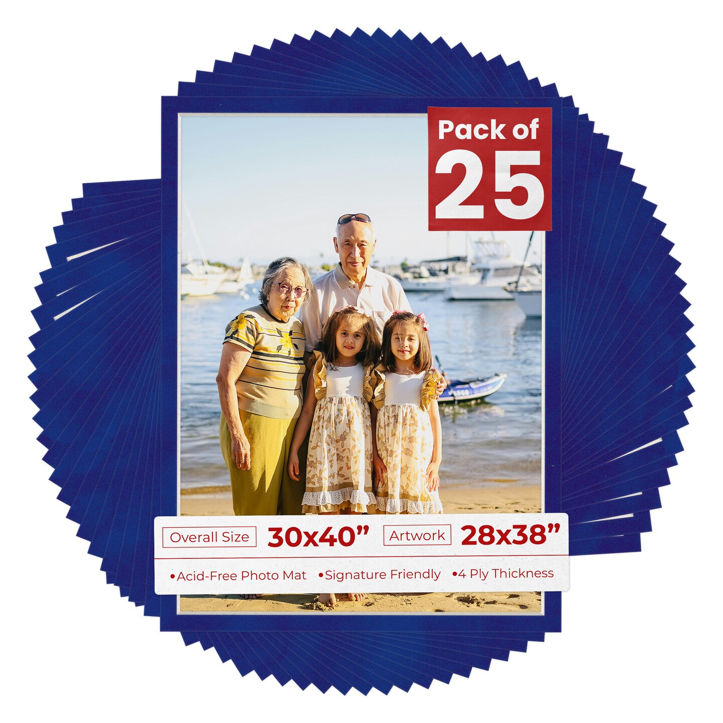 Royal Blue Suede Mat Board for 30x40 Frames - Fits 28x38 Photos, Color ...