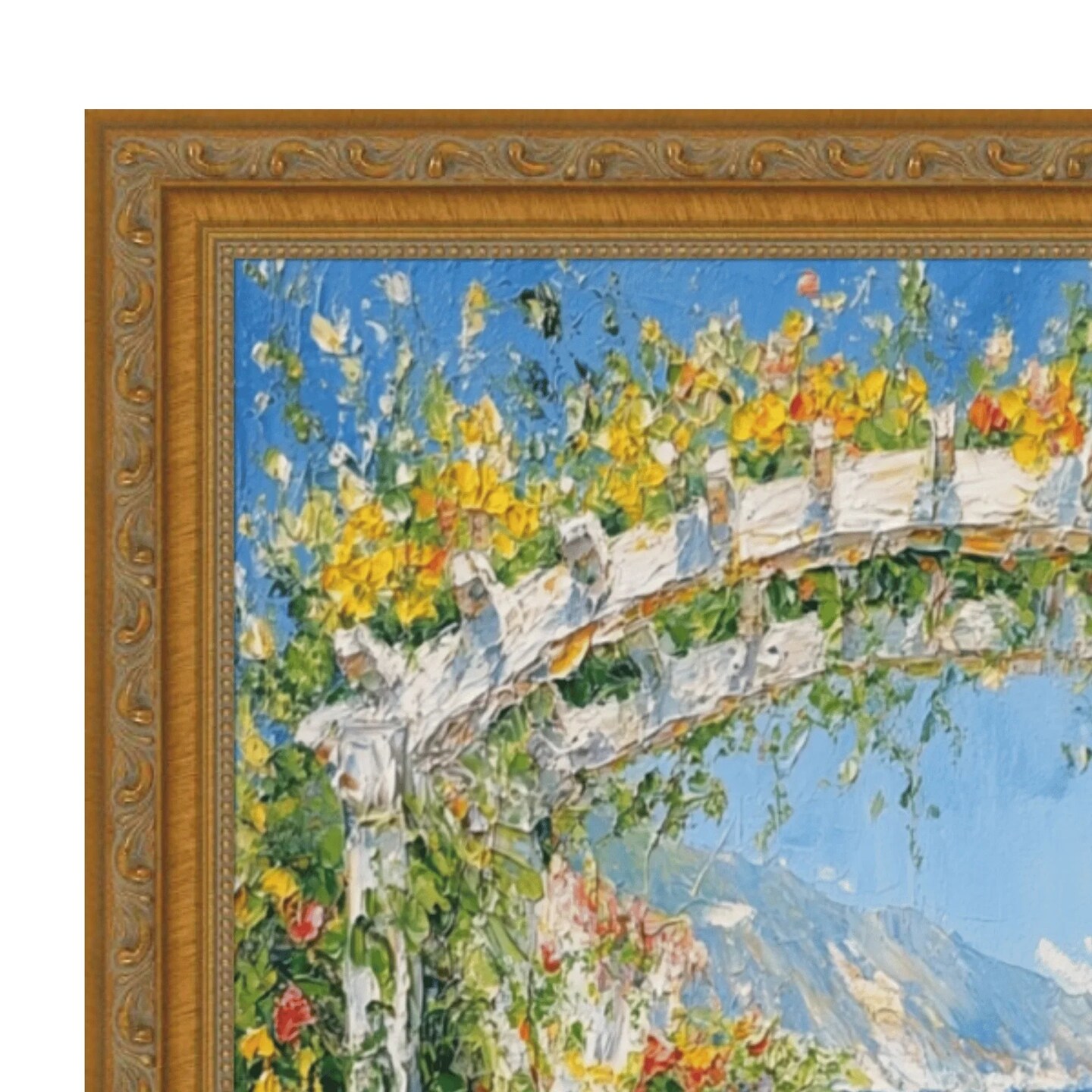 Slim Vintage Antique Gold Beaded 36x36 Picture Frame