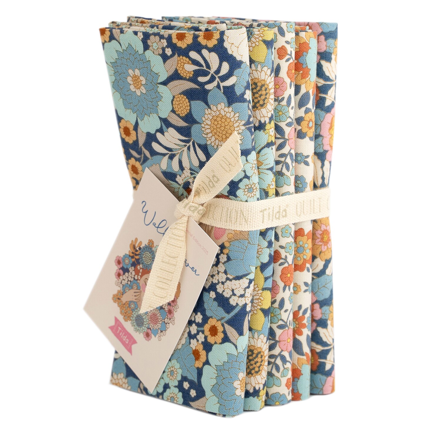 Tilda Wallflower Blue Fat Quarter Bundle - 5 pieces - 20&#x22; x 22&#x22; - 100% Cotton