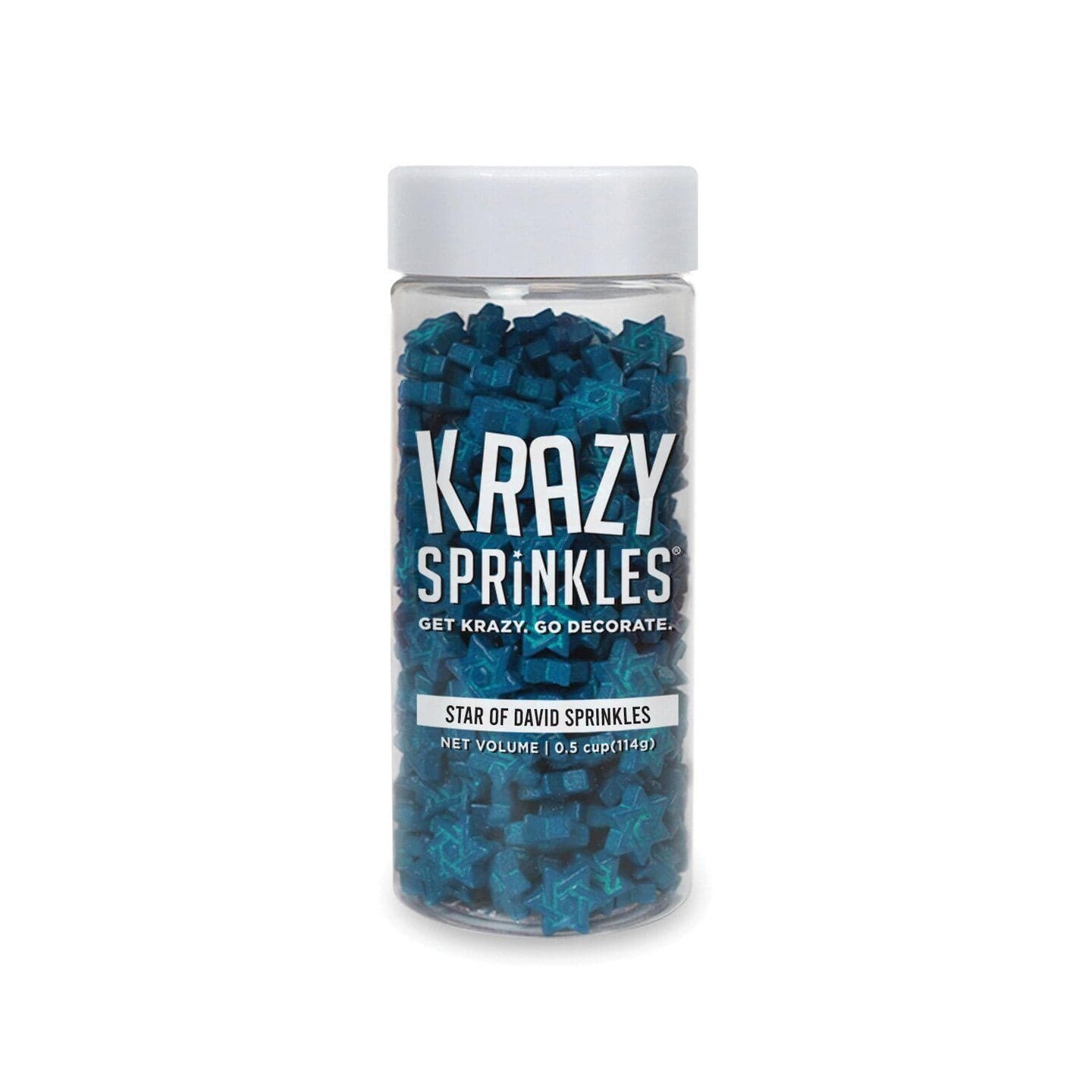 Krazy Sprinkles - Star of David (1/2 Cup, 1x Jar) for Cakes, Ice Cream & Cookies