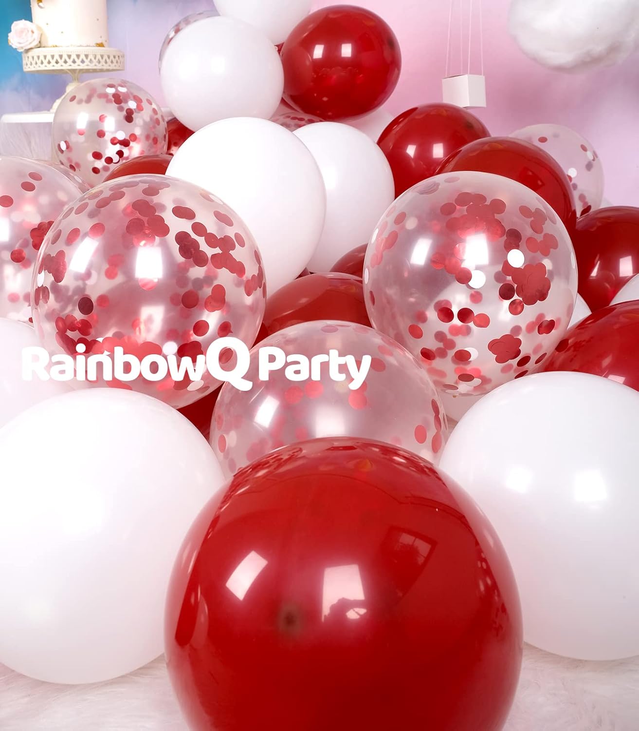 68PCS Red White Confetti Balloons Latex Helium Balloon