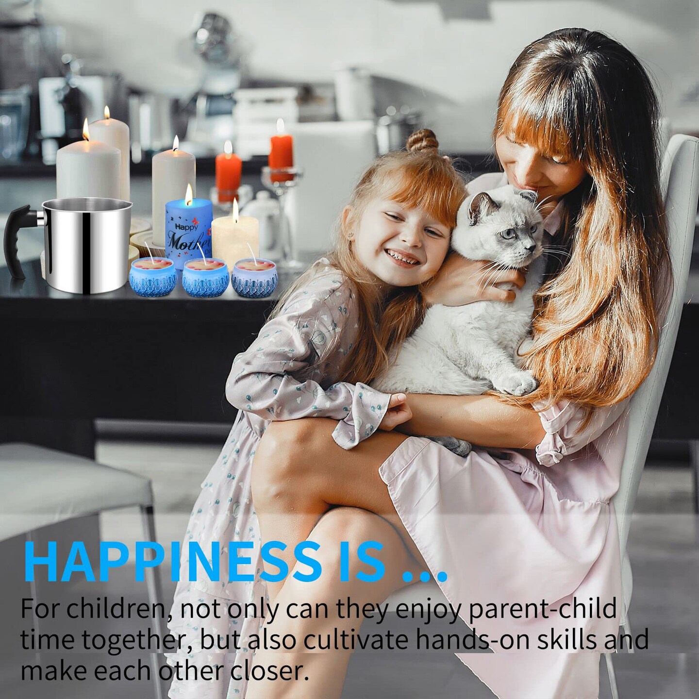 Candle Making Supplies, Complete Soy Candle Making Set Including Candle Make Pouring Pot, Candle Wicks, Wicks Sticker, 3-Hole Candle Wicks Holder, Natural Soy Wax and Spoon