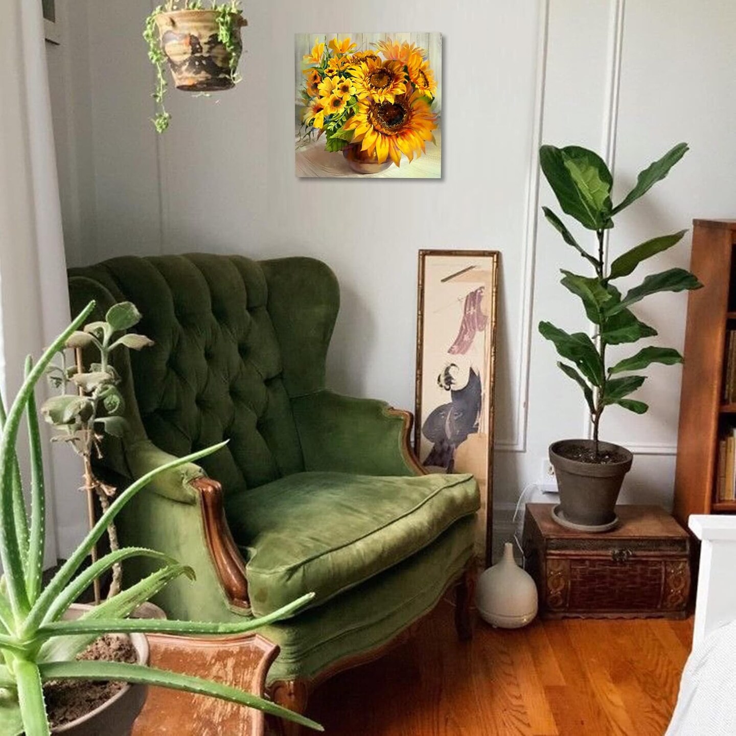 Fall Sunshine Sunflower Bathroom Decor Wall Art Farmhouse Kitchen Paintings for Wall Decorations Countryside Vintage Framed Canvas Artwork Printing Ready to Hang for Living Room Bedroom