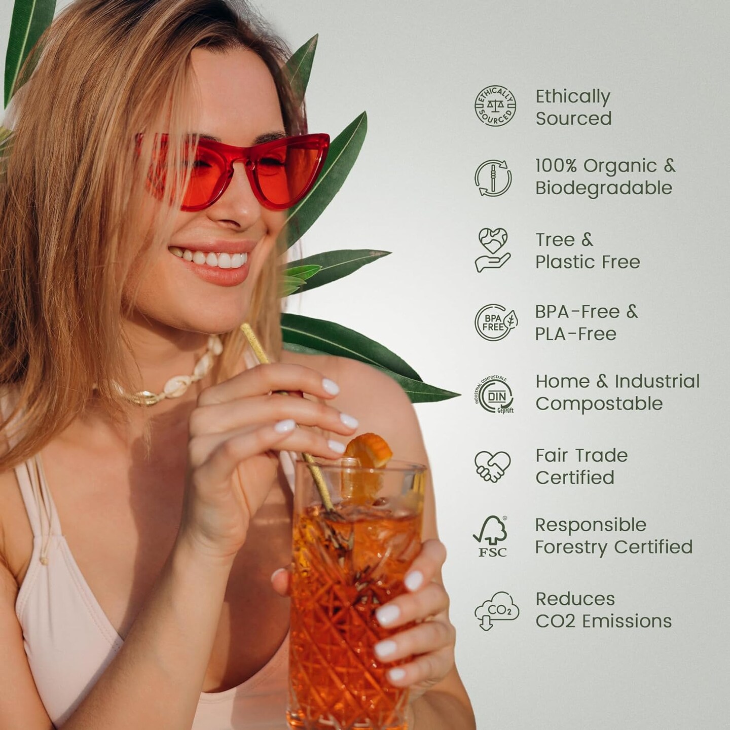 Biodegradable Sugarcane Straws | 150 Count, 100% Compostable, Plastic-Free, &#x26; Eco-Friendly Drinking Straw | 7.8&#x27;&#x27; Sugar Fiber Disposable Straws, Smoothie Straw for Home, Restaurant, Parties
