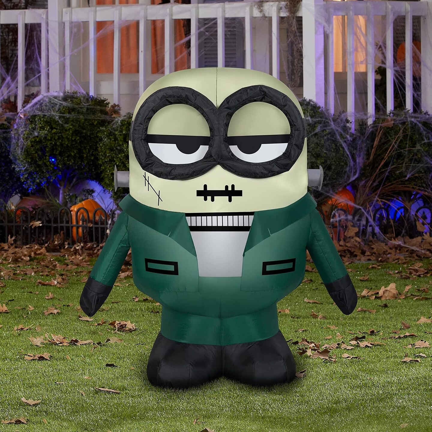 3' Gemmy Airblown Inflatable Halloween Minions Bob as Frankenstein Monster Yard Decoration 222495