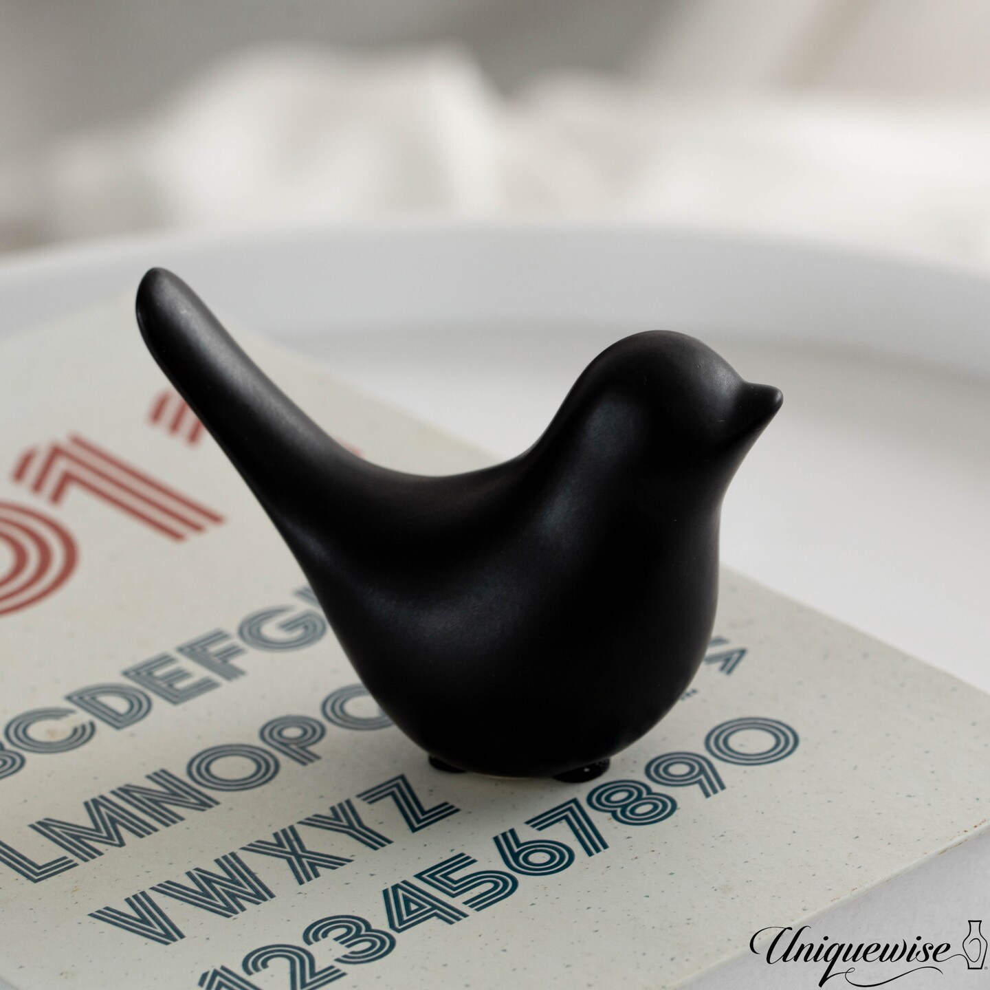 Uniquewise Set of 2 Black Ceramic Bird Statue