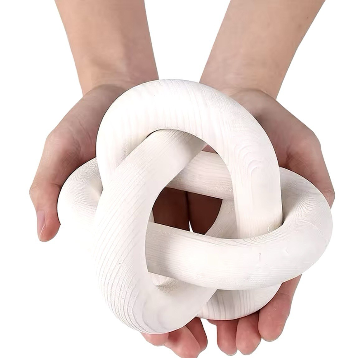 Wood Knot Chain Link Decor white Boho Wooden knots for Home Living Room, Coffee Table, Book Shelf Decoration, Modern Shelf