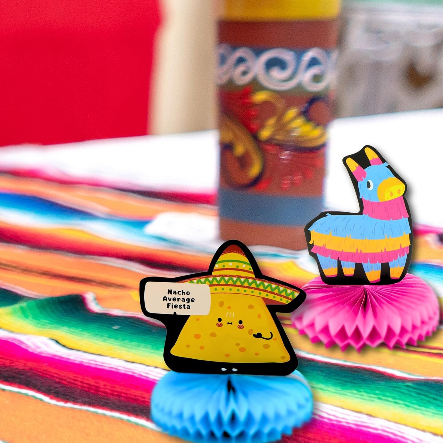 4E&#x27;s Novelty 5 Pack Cinco de Mayo Honeycomb Centerpiece for Kids, Taco Tuesday, Birthday &#x26; Mexican Theme Party Supplies