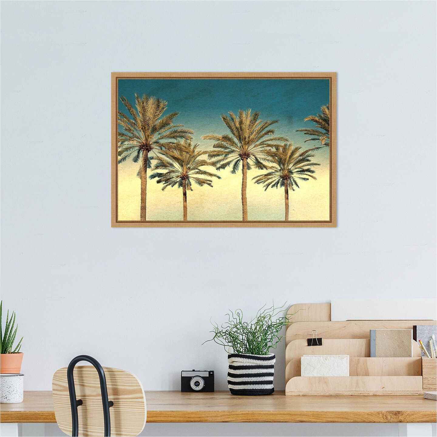 Distressed Palm Trees by Daniel Stein Framed Canvas Wall Art