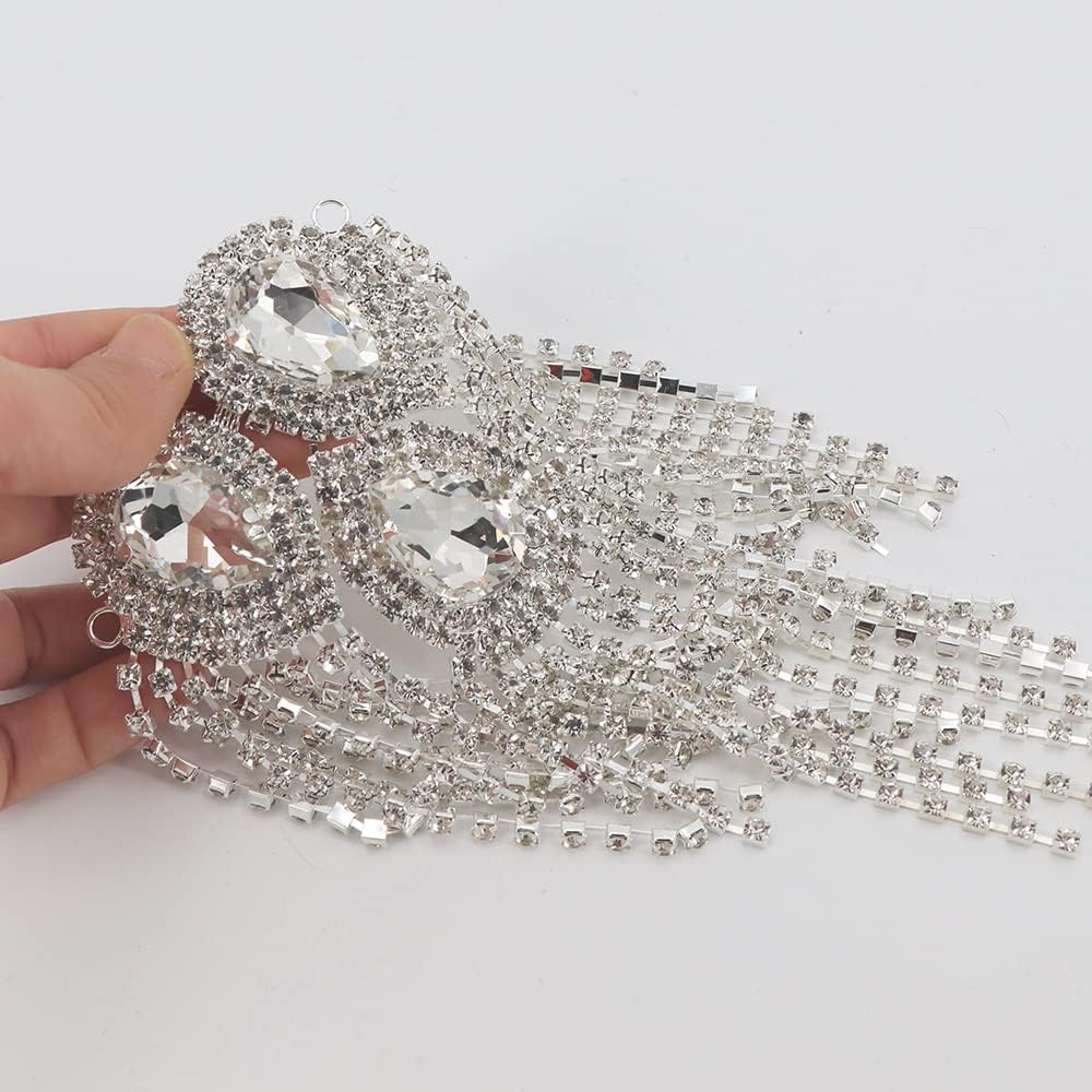 Crystal Fringe Shoulder Epaulette Rhinestones Appliques Stitch Patches