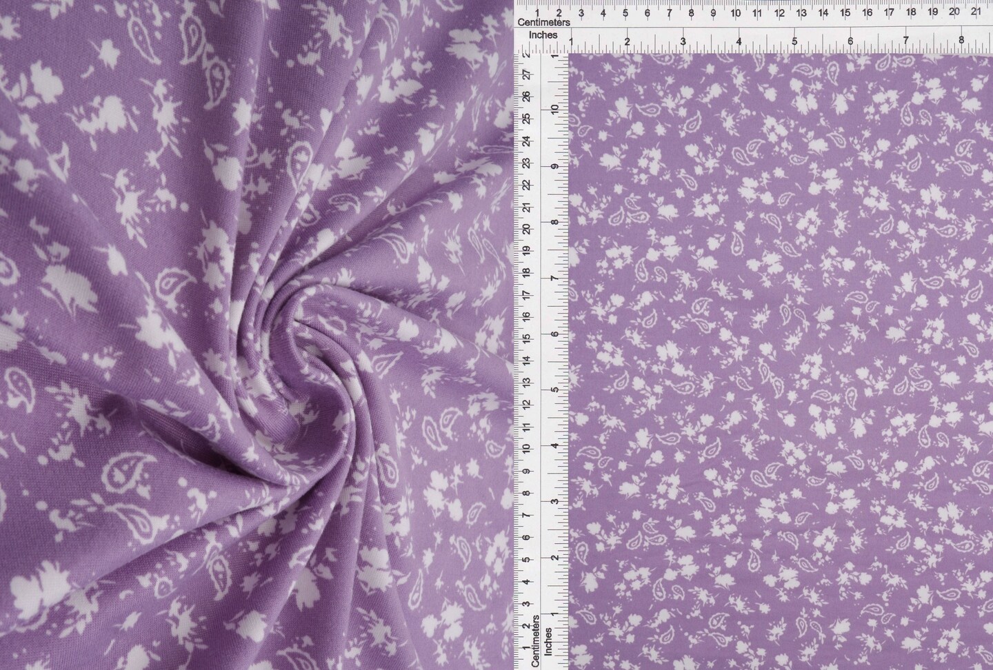 1 Yard Brushed DTY Floral Paisley Print Fabric 170 GSM, 58/60&#x2033; Wide Polyester Spandex Blend