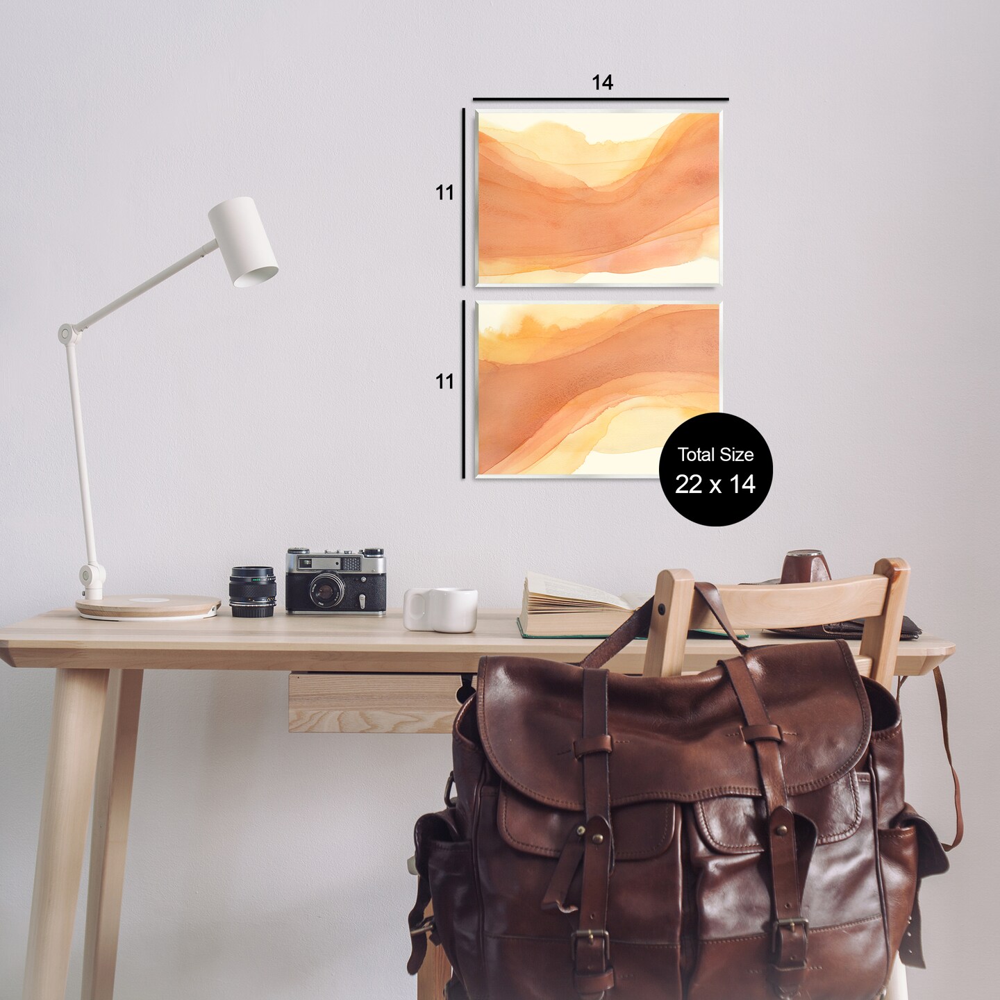 Stupell Industries Curving Orange Waves 2pc Wall Plaque Art Set Design by Grace Popp