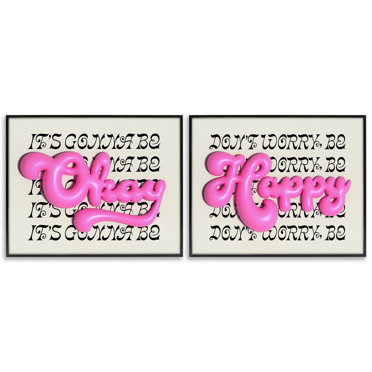 Stupell Industries Uplifting Bubble Phrases 2pc Framed Giclee Wall Art Set Design by Victoria Barnes