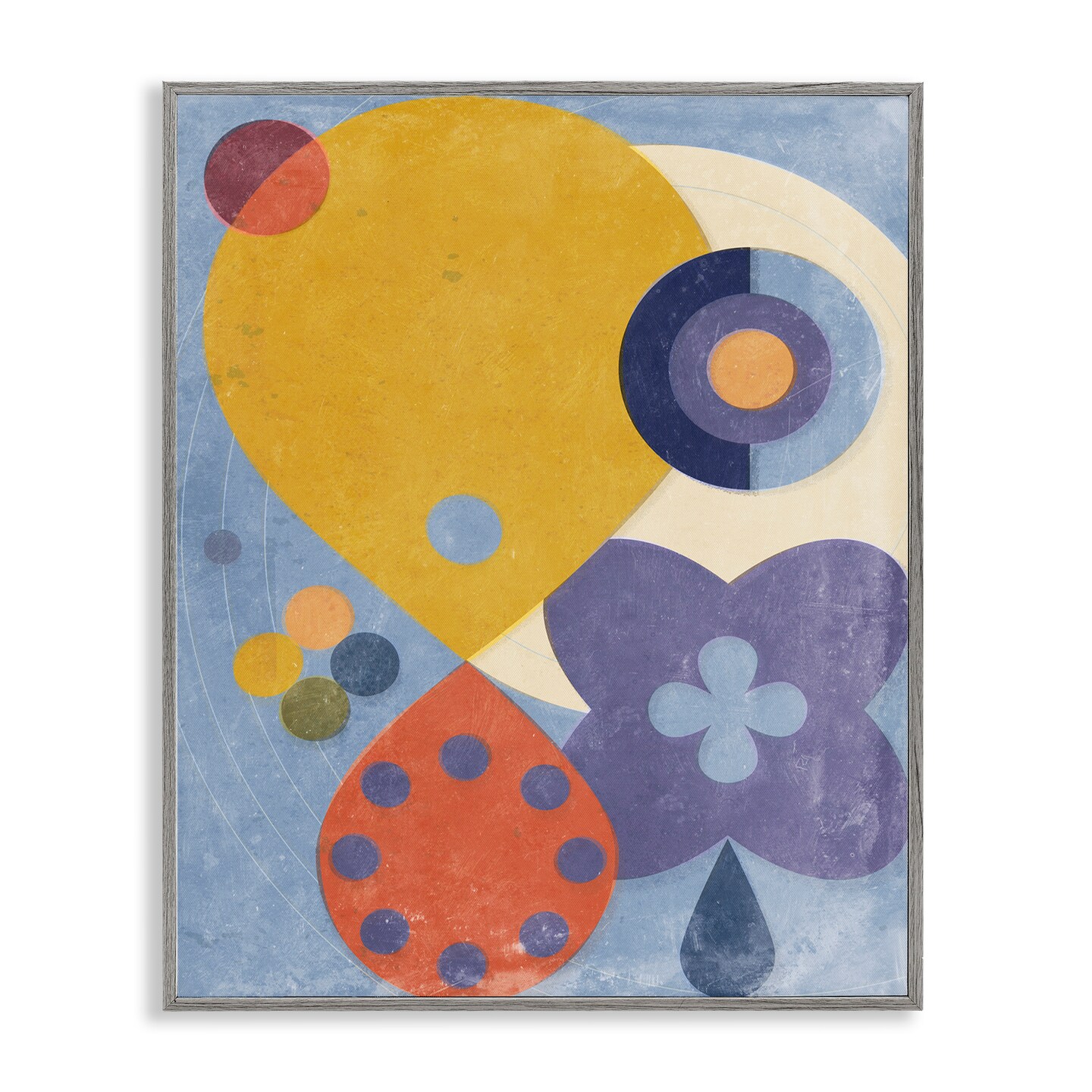 Stupell Industries Blue & Yellow Retro Framed Giclee Wall Art Design by Victoria Barnes
