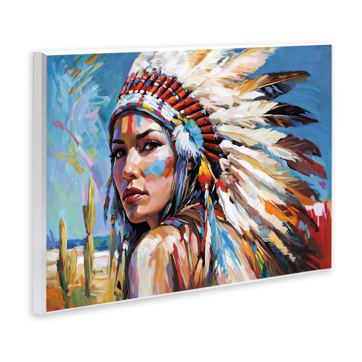 Stupell Industries Native American Woman Portrait Wall Plaque Art Design by Leon Devenice