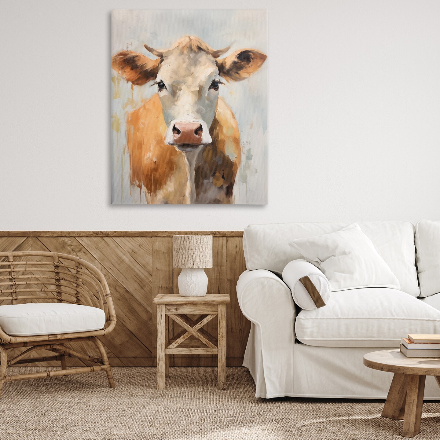 Stupell Industries Paint Drip Jersey Cow Canvas Wall Art Design by Arlington Prints