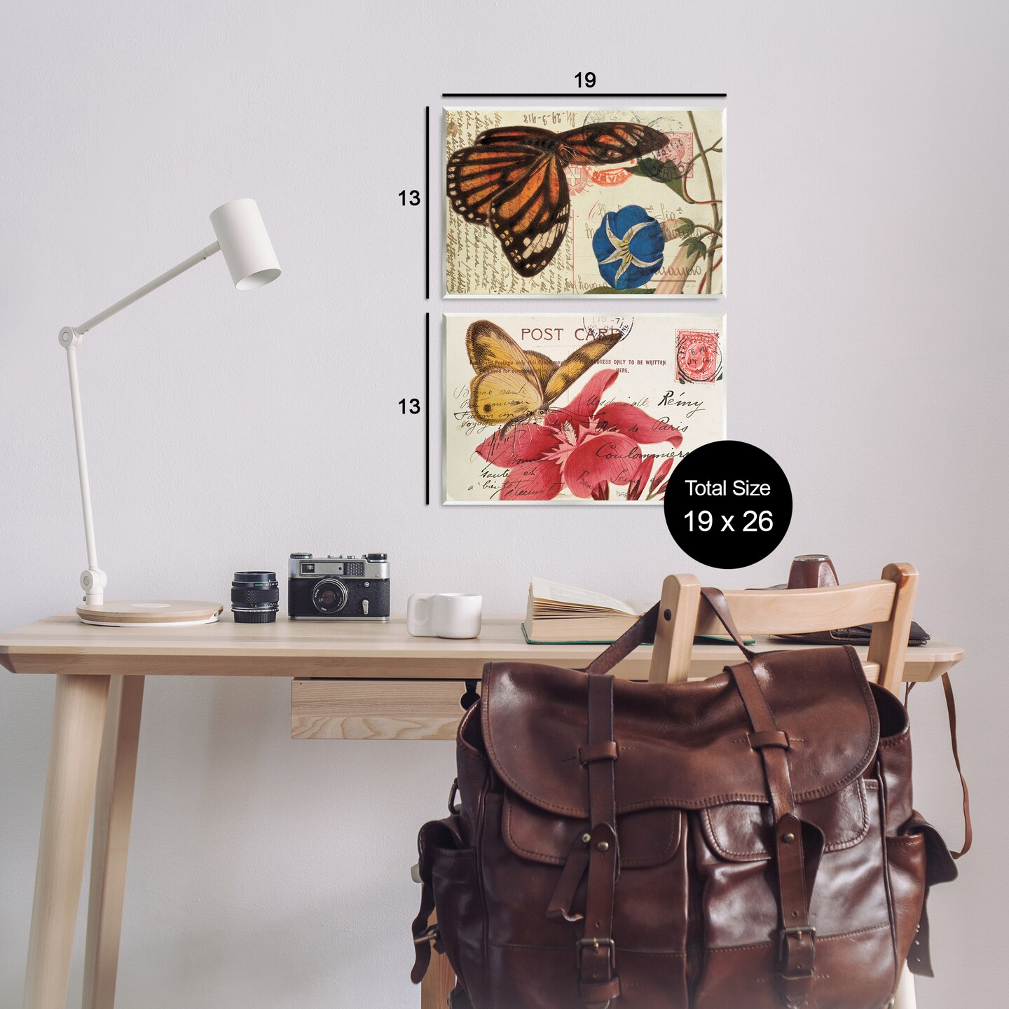 Stupell Industries Butterfly Accented Postcards 2pc Wall Plaque Art Set Design by Deborah Revell