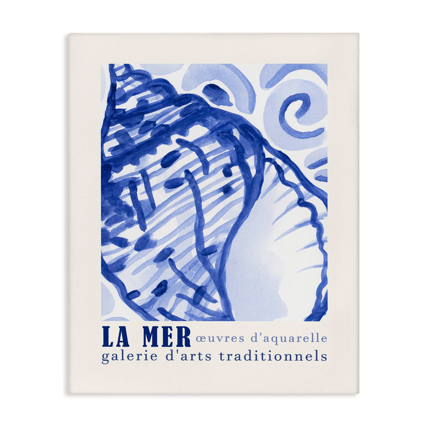 Stupell Industries Blue Seashell Gallery Show Canvas Wall Art Design by June Erica Vess