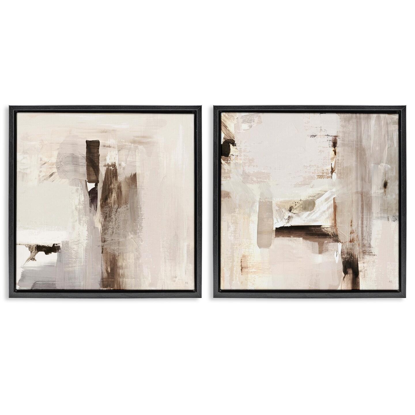 Stupell Industries Neutral Forms on Beige 2pc Floater Framed Canvas Wall Art Set Design by Susan Jill