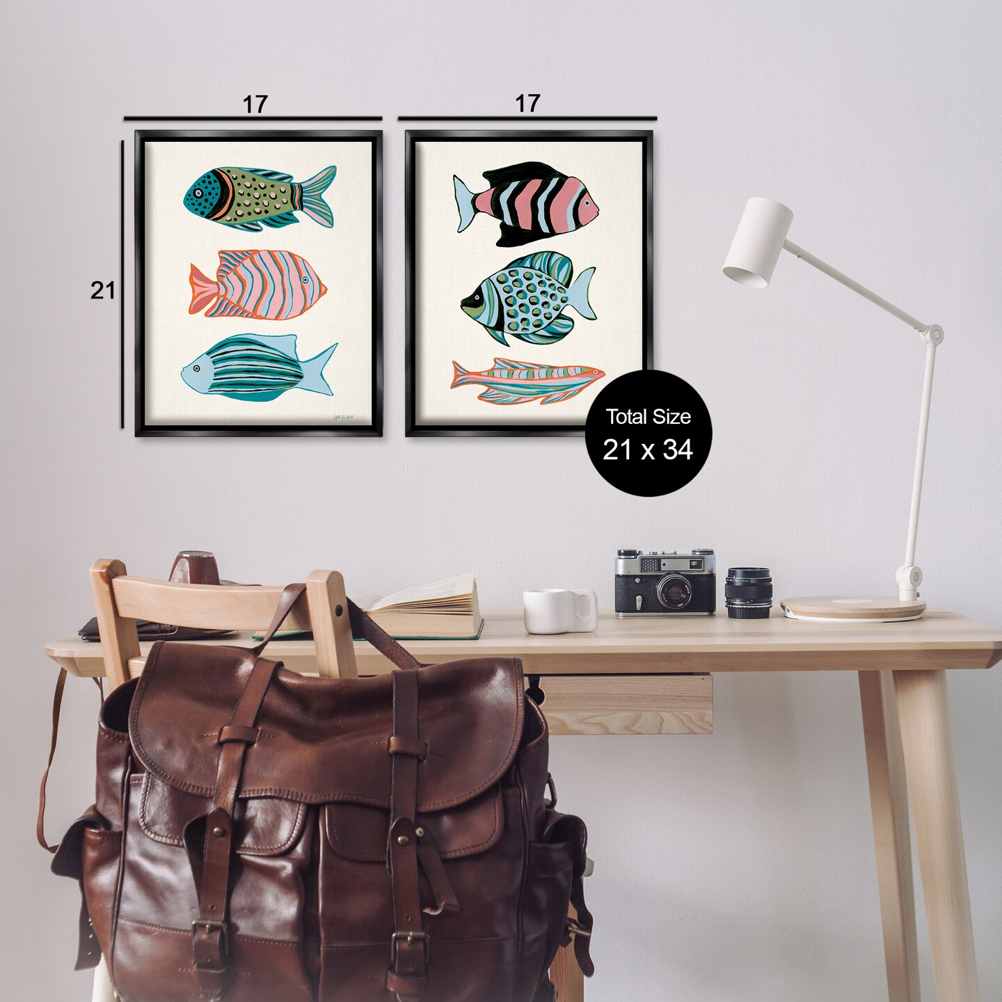 Stupell Industries Tropical Pastels Fish 2pc Floater Framed Canvas Wall Art Set Design by Yvette St. Amant
