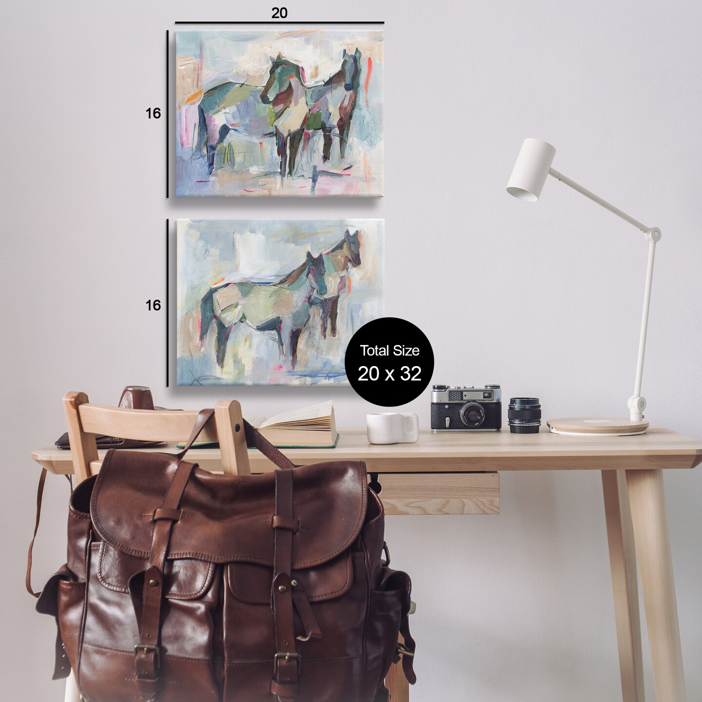 Stupell Industries Ambiguous Horse Visages 2pc Canvas Wall Art Set Design by Ethan Harper