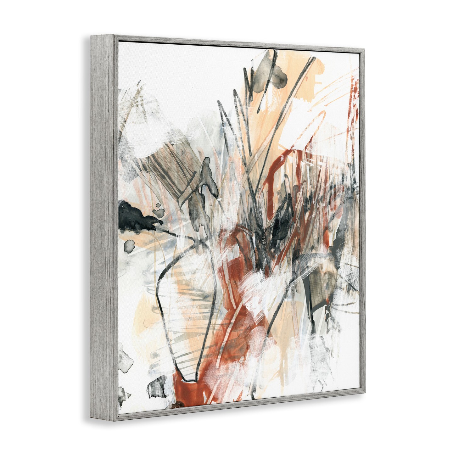 Stupell Industries Terracotta & Grey Abstract Framed Giclee Wall Art Design by June Erica Vess