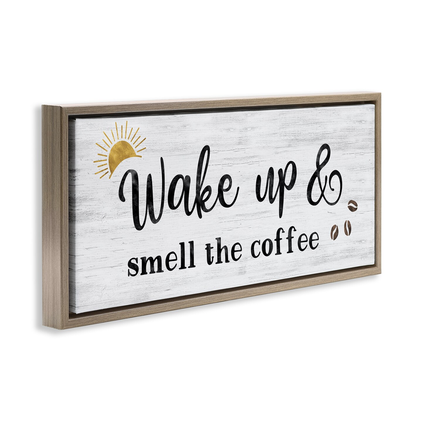 Stupell Industries Wake up Smell Coffee Floater Framed Canvas Wall Art Design by Natalie Carpentieri