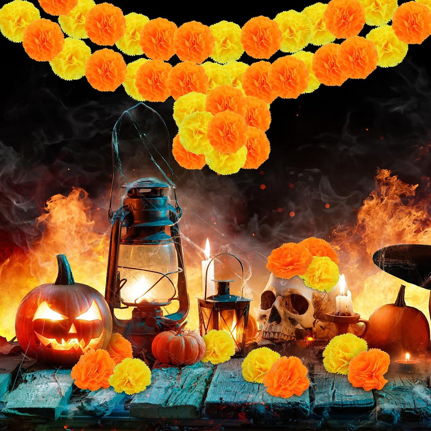 Artificial Marigold Flowers(Orange)1&#x22;D x 1&#x22;W x 1&#x22;H