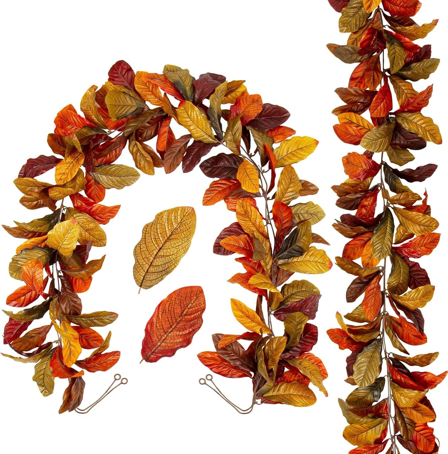 2 Pack Fall Magnolia Leaves Garland, 5.5Ft/Piece Artificial Autumn Leaves(Fall Magnolia Garland)13.15 x 10.47 x 3.94 inches