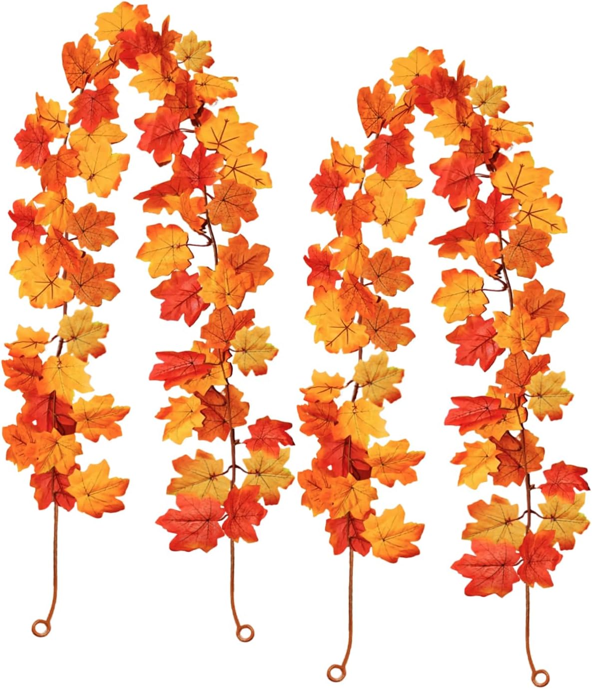 2 Pack Fall Maple Leaf Garland,6.6ft/String Hanging Vine Artificial ...