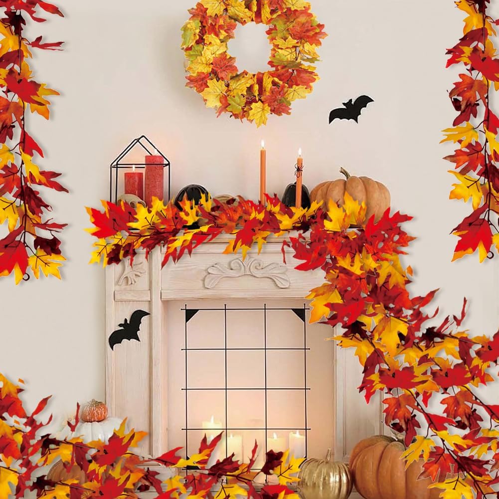 2 Pack Fall Maple Leaf Garland Decor Autumn Hanging Vine Garland(Maple Leaf-Y)12.28 x 11.73 x 2.68 inches