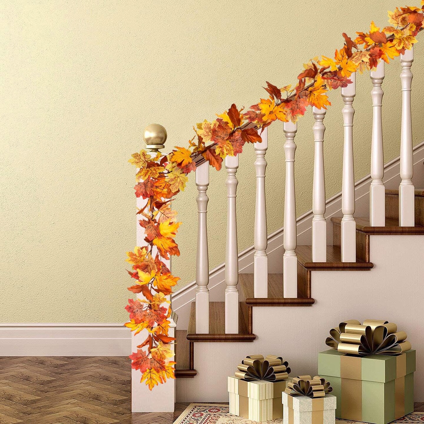 2 Pack Fall Garland Maple Leaf, 5.9Ft/Piece Hanging Vine Garland Artificial(Yellow)6.77 x 5.98 x 3.15 inches