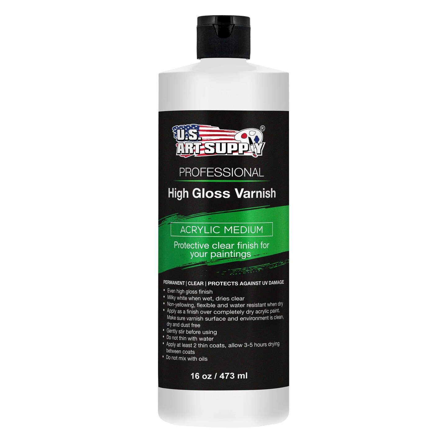 16 oz High Gloss Varnish for Acrylic Paintings - Clear Protective Finish with UV Protection