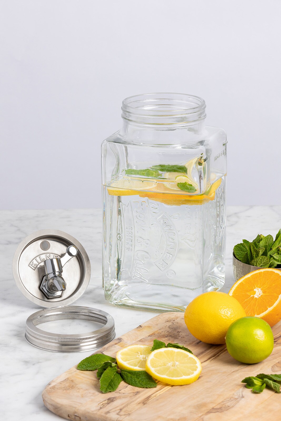 Kilner Glass Beverage Fridge Dispenser, 102oz Slim Drink Jar with Tap