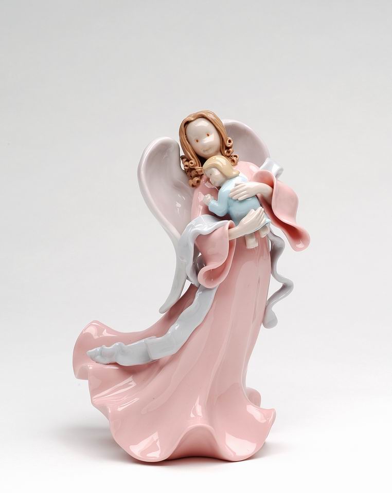 Ceramic Angel Holding Baby Figurine, Religious D&#xE9;cor, Religious Gift, Church D&#xE9;cor, Church Gift, Baptism Gift
