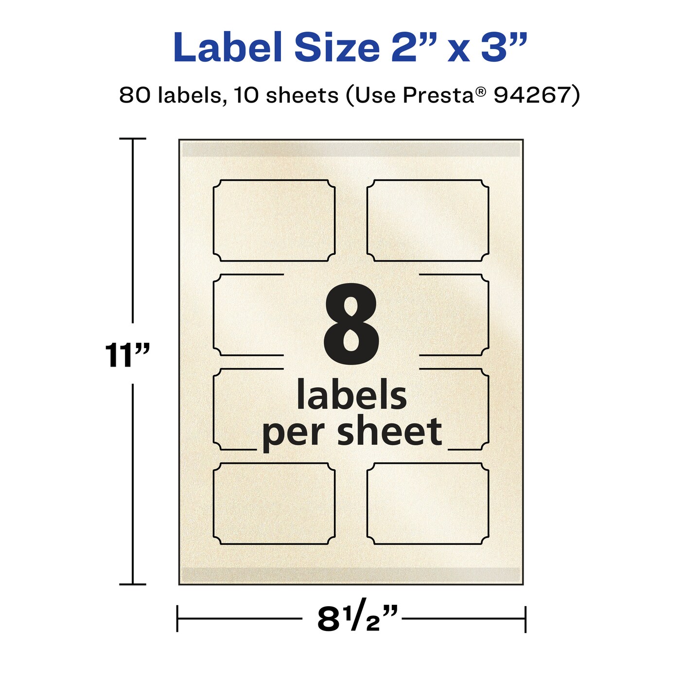 Avery Pearlized Ivory Rectangle Scalloped Labels with Sure Feed Technology, Print-to-the-Edge, 2" x 3"