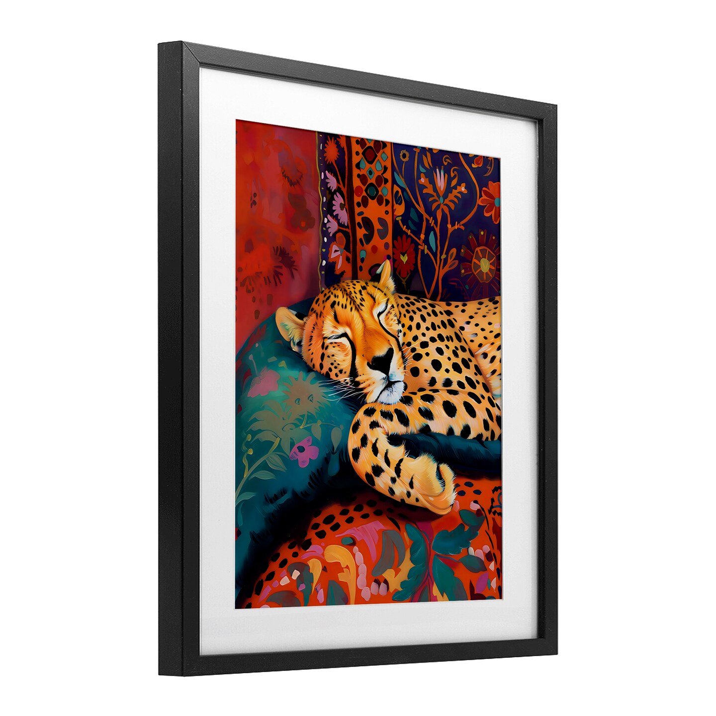 Stupell Industries Cozy Cheetah Boho Textiles Black Framed Print Under Glass, design by Creative Studio