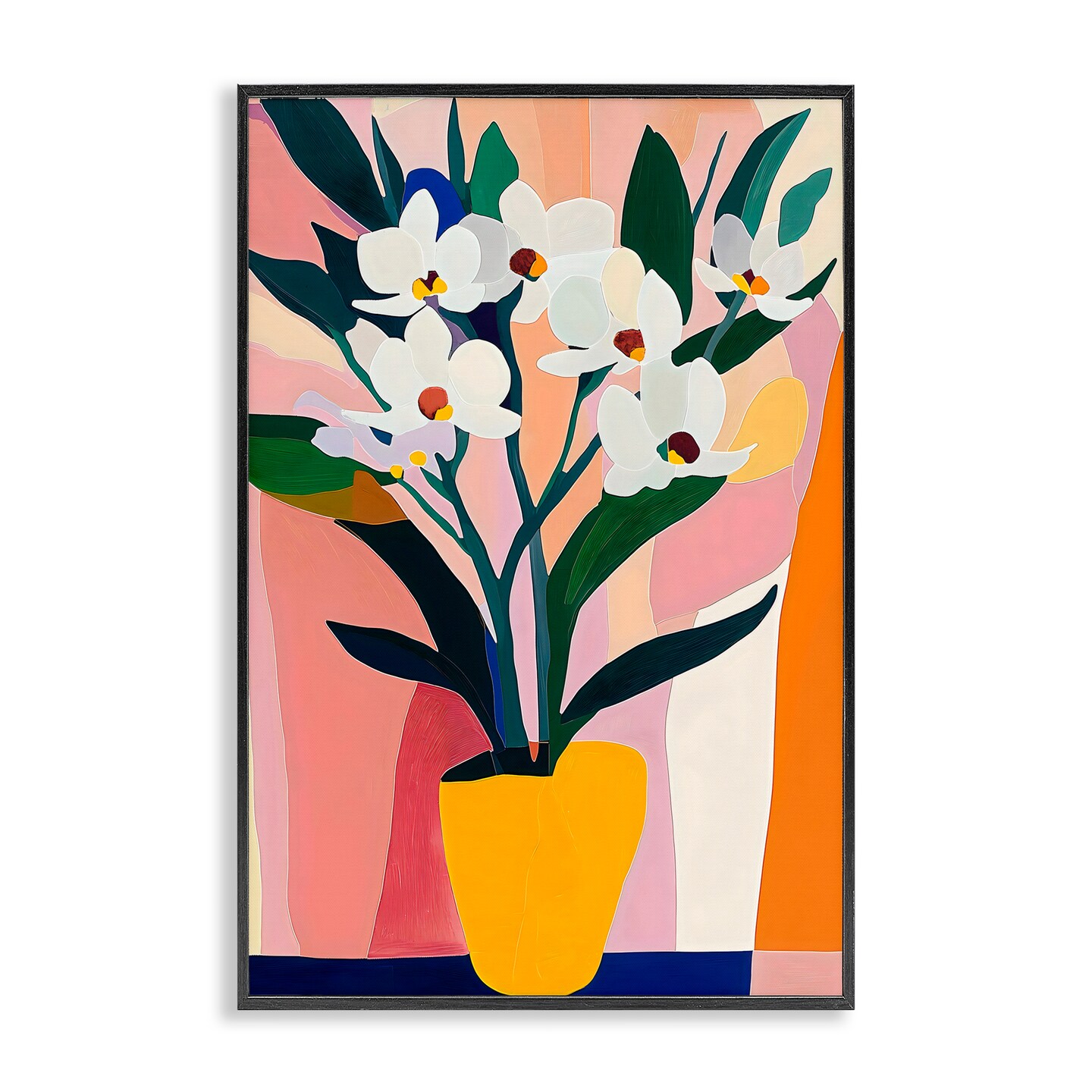 Stupell Industries Yellow Vase Of Tall Flowers Black Framed Giclee Art, design by Creative Studio