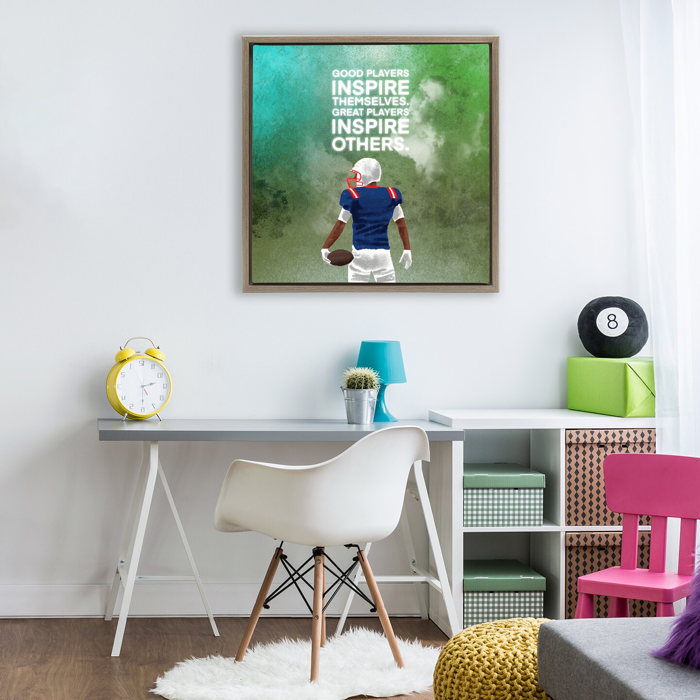Stupell Industries Great Players Inspiring Athlete Quote Black Framed Floater Canvas Wall Art, design by Marcus Prime