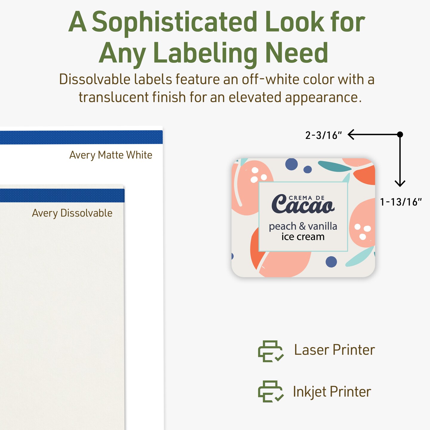 Avery Dissolvable Labels, 1-13/16" x 2-3/16" Rectangle
